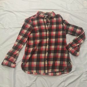 Old Navy Classic Flannel Shirt—Gray/Pink Plaid—Size Medium